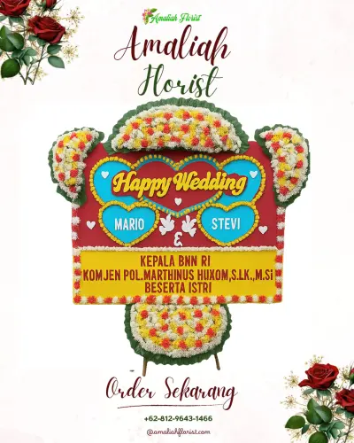 Karangan Papan Bunga Pernikahan di Cileuksa
